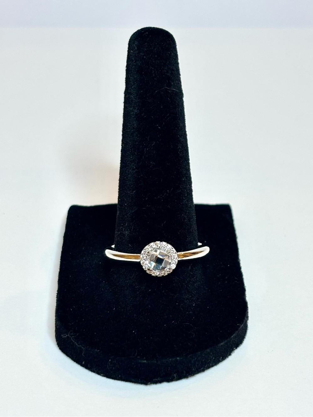 Silver faceted stone ring